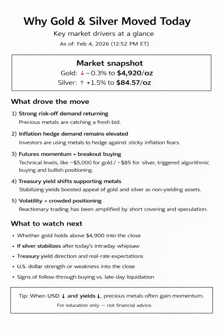 Why gold and silver prices are moving today: key market drivers (Feb 4, 2026)
