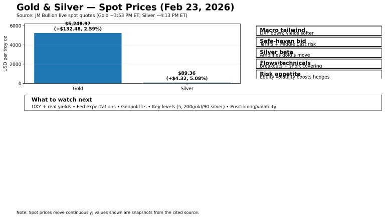 Why gold and silver prices are moving today: key market drivers (Feb 23, 2026)