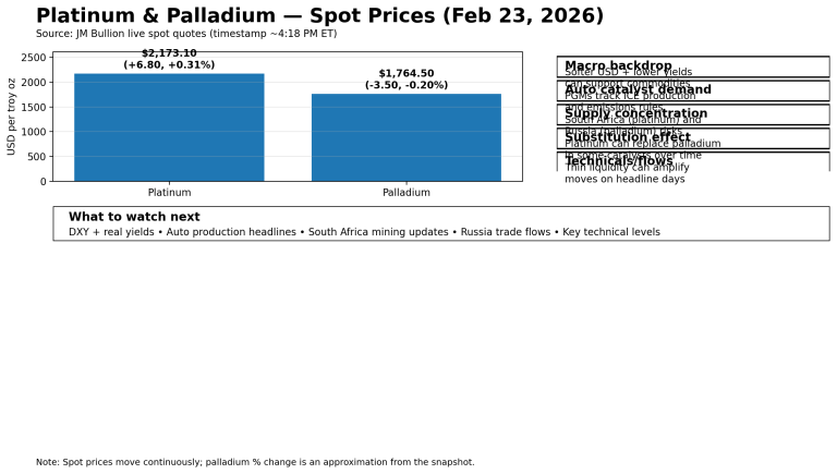 Why platinum and palladium prices are moving today: key market drivers (Feb 23, 2026)