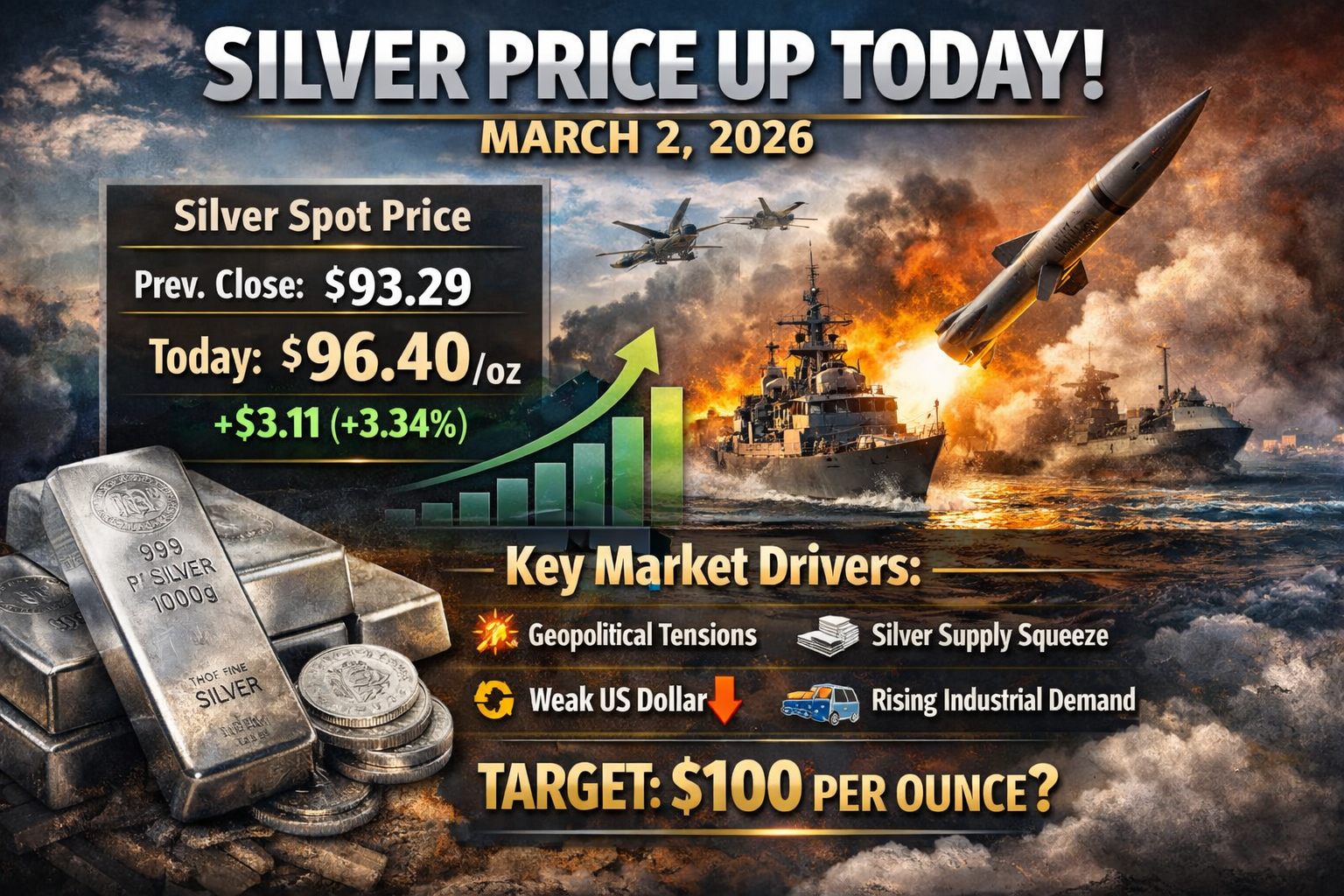 Why Silver Price Is Moving Up Today, March 2, 2026: Key Market Drivers