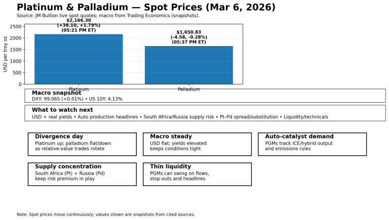 Why platinum and palladium prices are moving today: key market drivers (Mar 6, 2026)