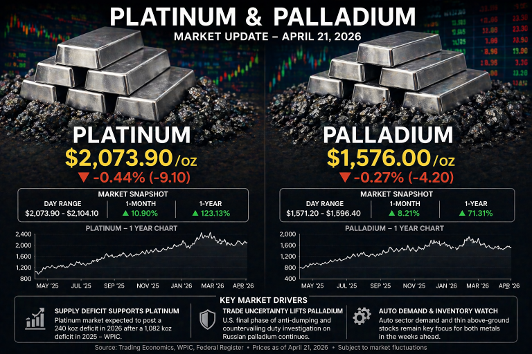 Why platinum and palladium prices are moving today: key market drivers (Apr. 21, 2026)