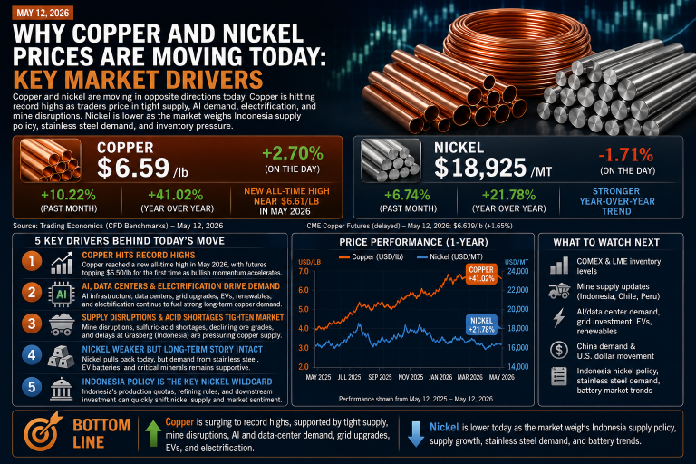 Why Copper and Nickel Prices Are Moving Today: Key Market Drivers
