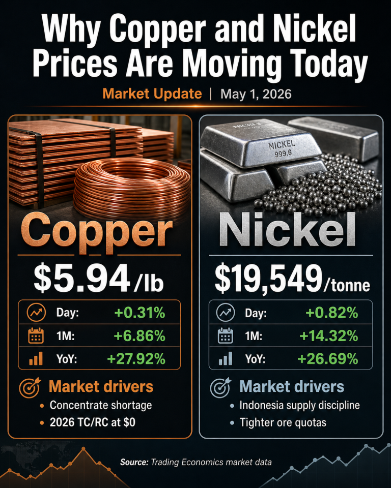 Why copper and nickel prices are moving today: key market drivers (May 1, 2026)