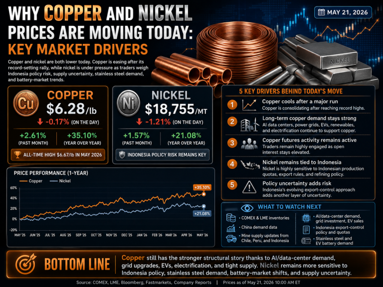Why copper and nickel prices are moving today: key market drivers (May 21, 2026)