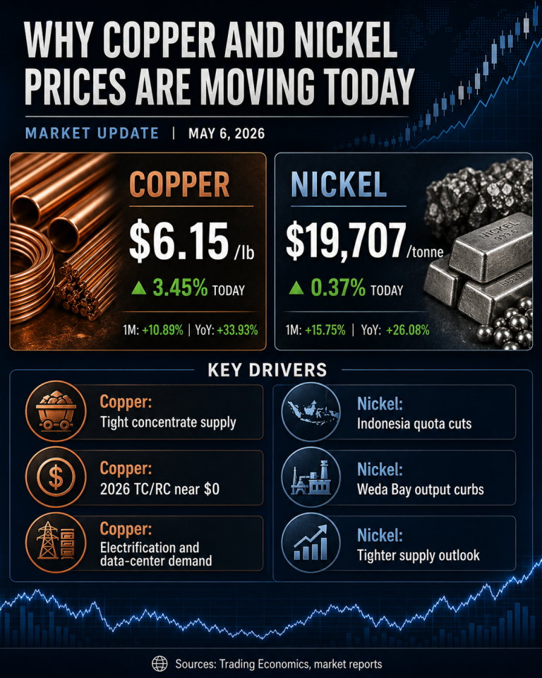 Why copper and nickel prices are moving today: key market drivers (May 6, 2026)