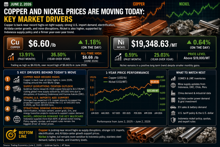 Why copper and nickel prices are moving today: key market drivers (June 2, 2026)