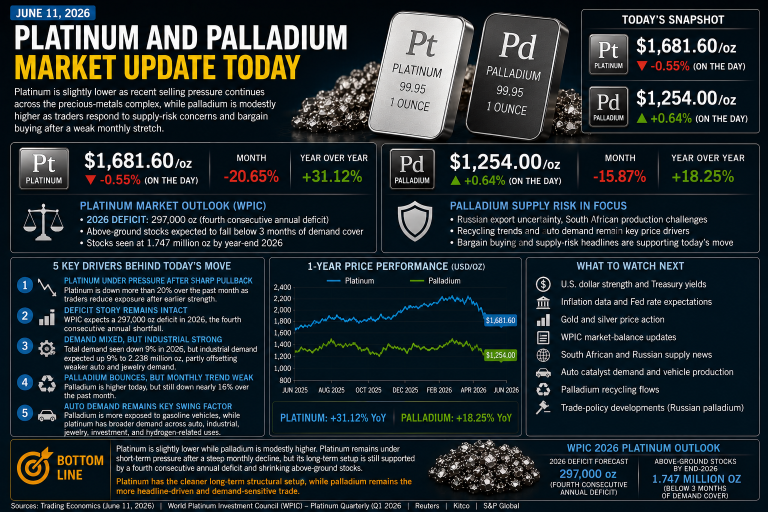Why platinum and palladium prices are moving today: key market drivers (June 11, 2026)