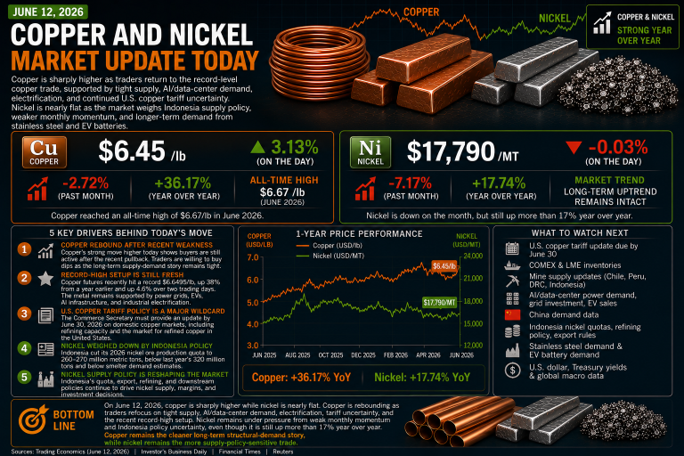 Why copper and nickel prices are moving today: key market drivers (June 12, 2026)