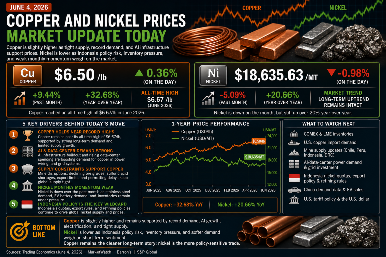 Why copper and nickel prices are moving today: key market drivers (June 4, 2026)