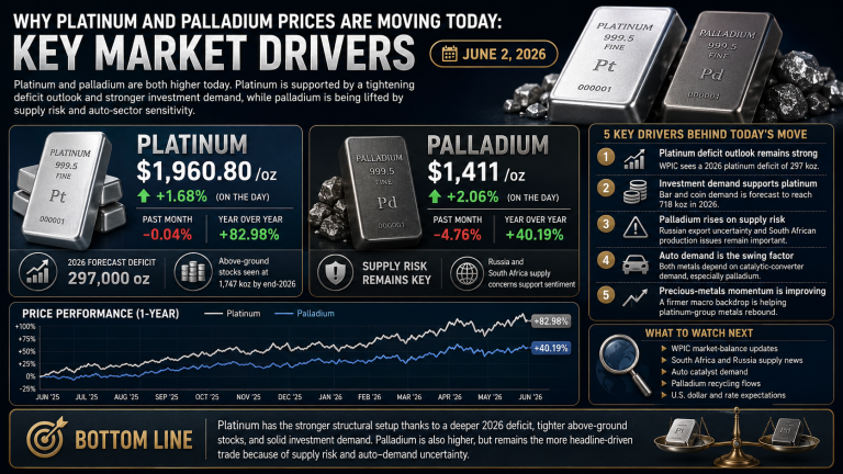 Why platinum and palladium prices are moving today: key market drivers (June 2, 2026)