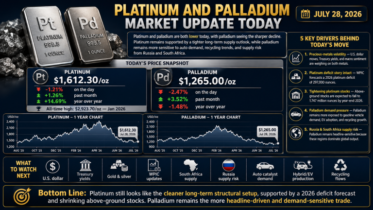 Why platinum and palladium prices are moving today: key market drivers (July 29, 2026)