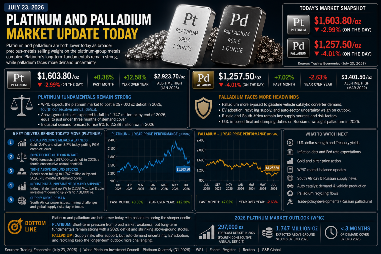 Why platinum and palladium prices are moving today: key market drivers (July 23, 2026)