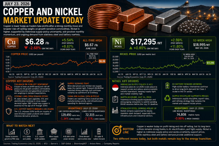 Why copper and nickel prices are moving today: key market drivers (July 23, 2026)