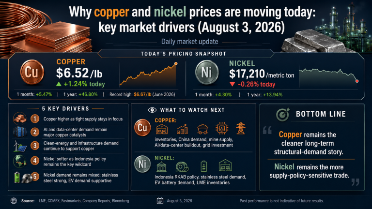 Why copper and nickel prices are moving today: key market drivers (August 3, 2026)