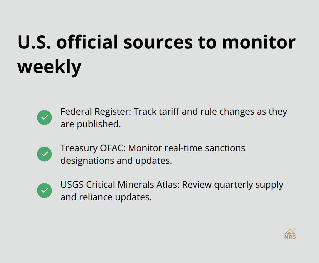 Checklist of key U.S. government sources for tariff and sanctions monitoring - geopolitical metals market