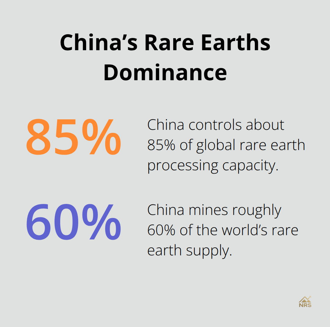 Chart showing China’s share of global rare earth processing and mining - geopolitics impact metals