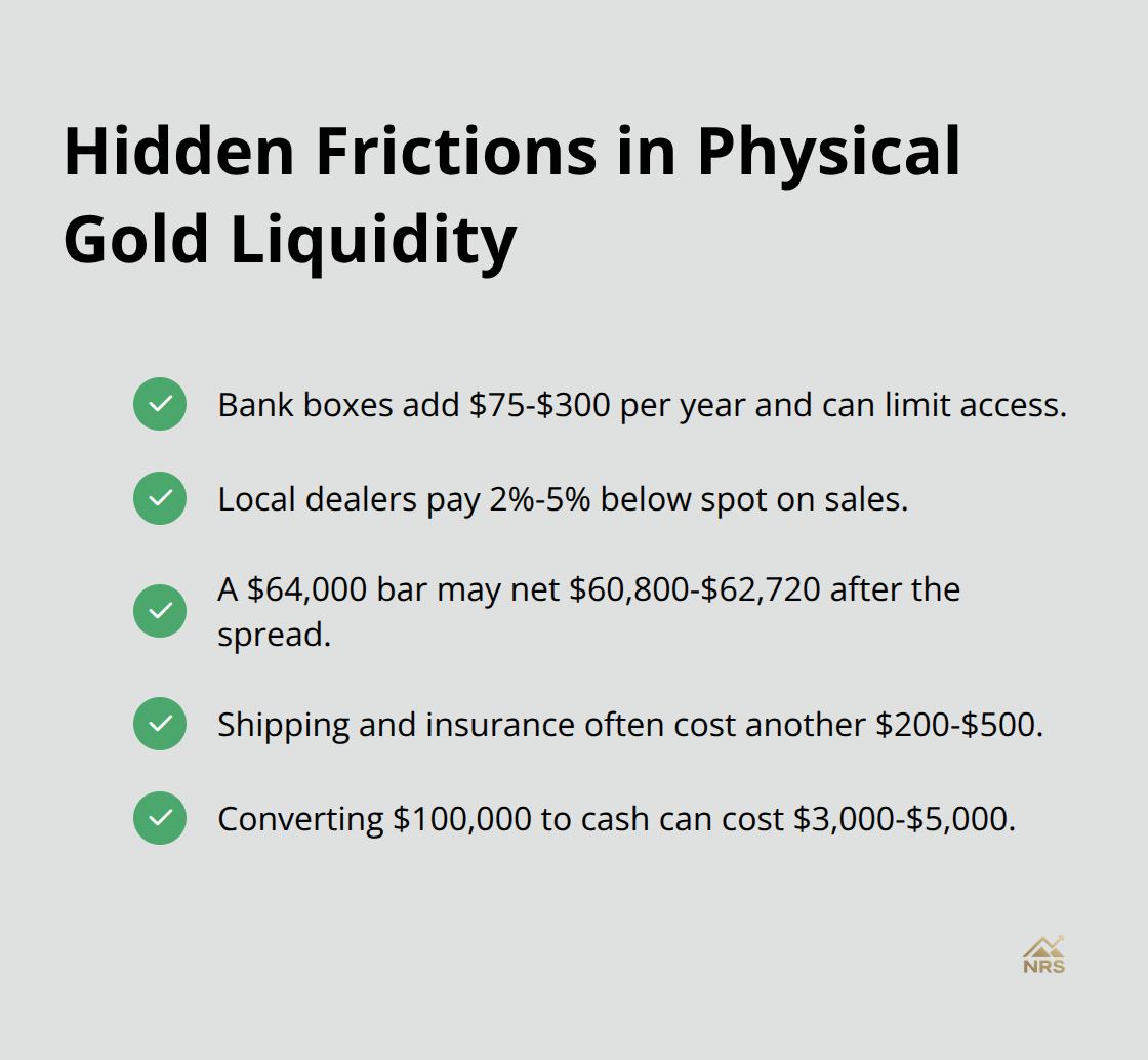 Costs and frictions investors face when selling physical gold - gold investment risks 2026