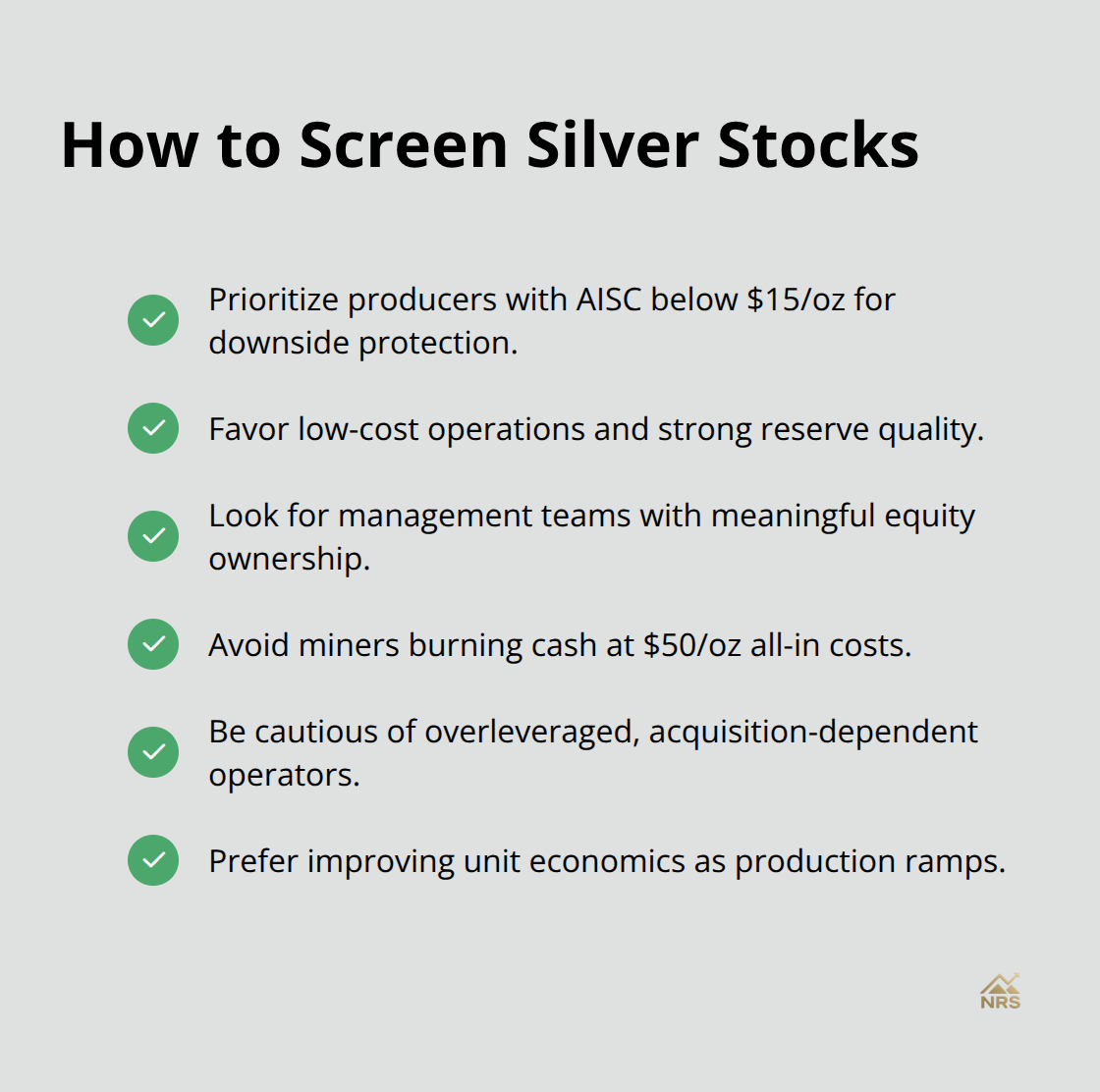 Checklist for evaluating silver miners on costs, reserves, and management - long-term silver forecast