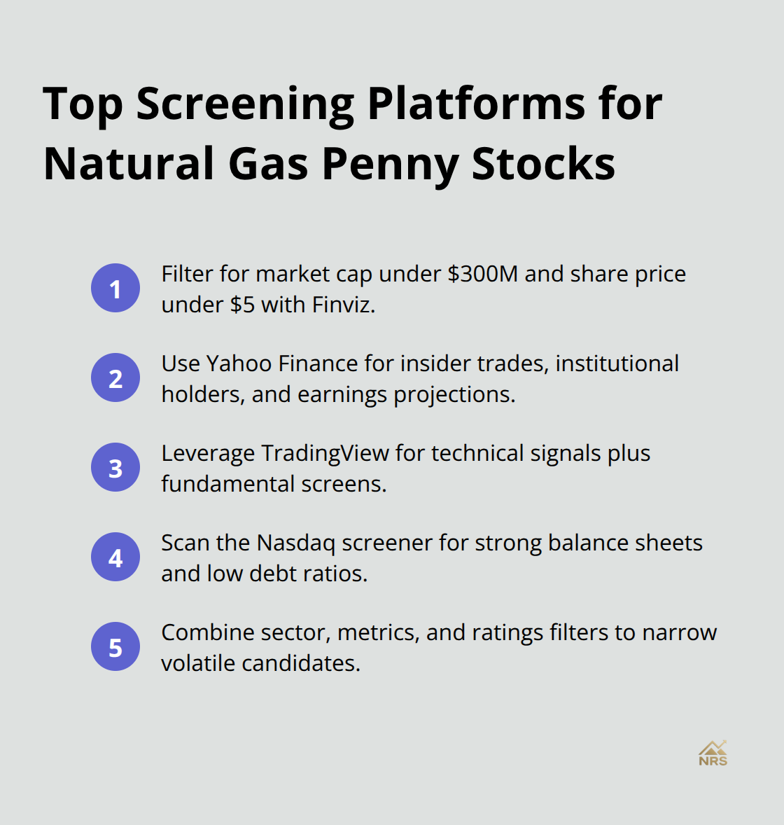 Compact list of screening tools investors can use to find natural gas penny stocks. - penny stocks natural gas