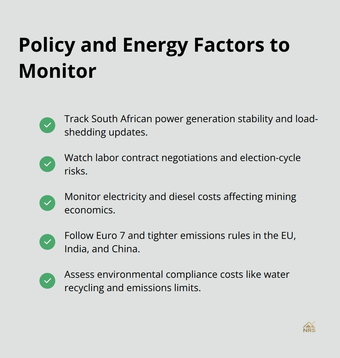 Checklist of policy and energy drivers that shape platinum’s long-term price floor. - platinum price trends 2026