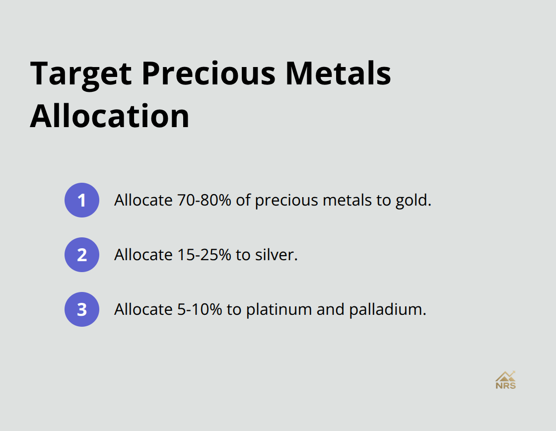 Recommended allocation ranges for gold, silver, platinum, and palladium. - precious metals portfolio ideas