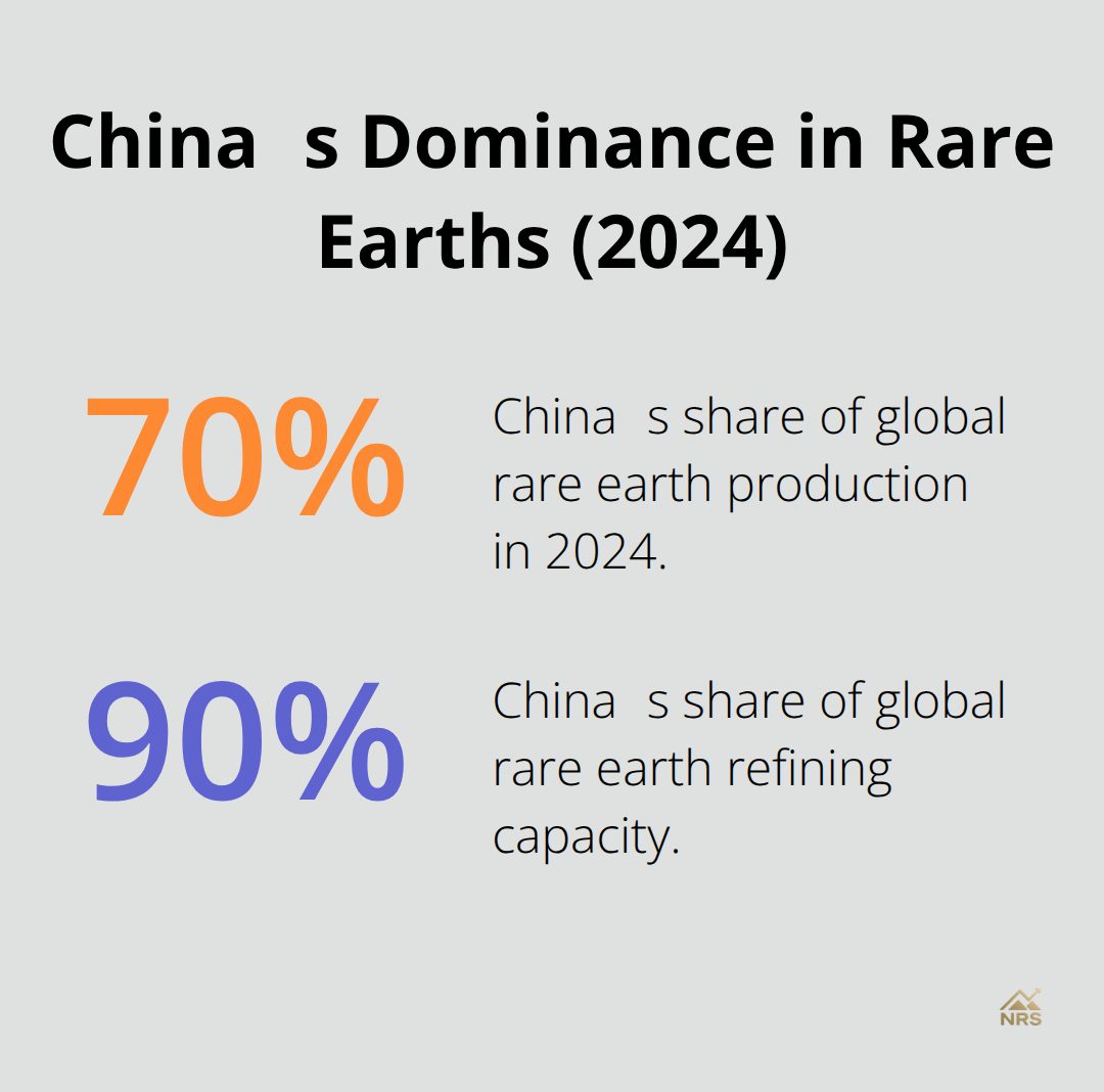 Share of global rare earth production and refining controlled by China in 2024