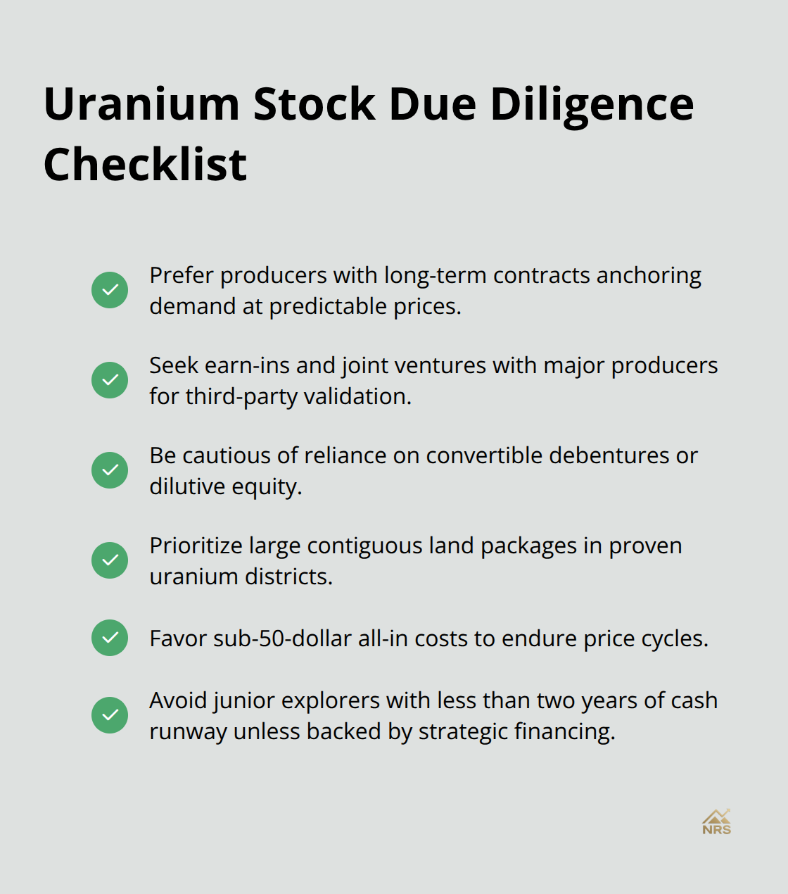 Key factors to evaluate uranium mining stocks before investing.
