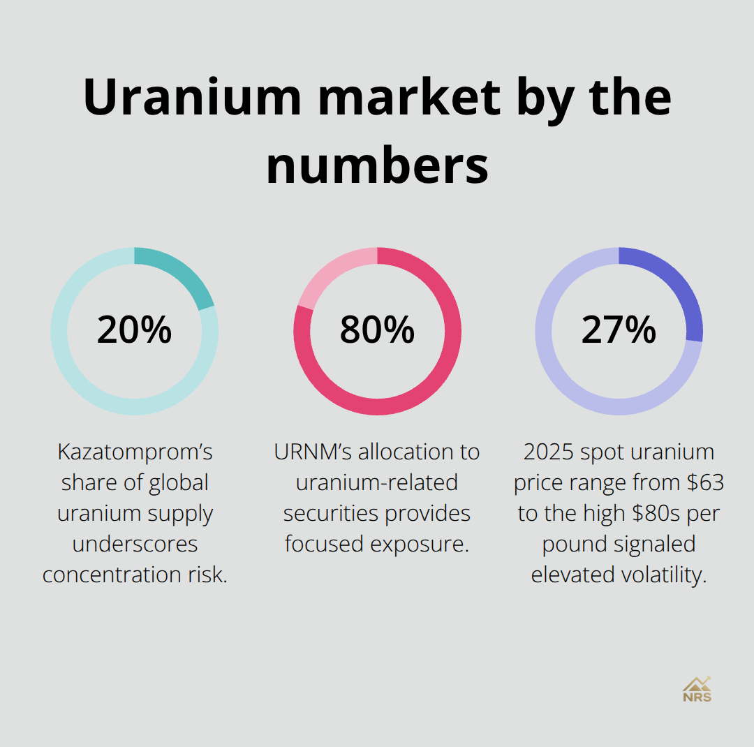 Key uranium market percentages including producer share, fund allocation, and 2025 price range. - uranium mining stocks outlook